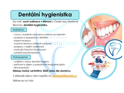 Hledáme DENTÁLNÍ HYGIENISTKU - okres Česká Lípa